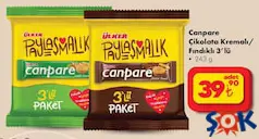 ÜLKER CANPARE ÇİKOLATA KREMALI / FINDIKLI BİSKÜVİ 3'LÜ
